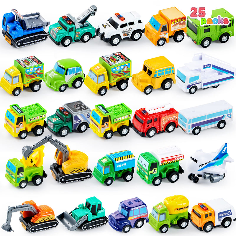 Pull Back City Cars And Trucks Toy Vehicles Set, 25 Pcs