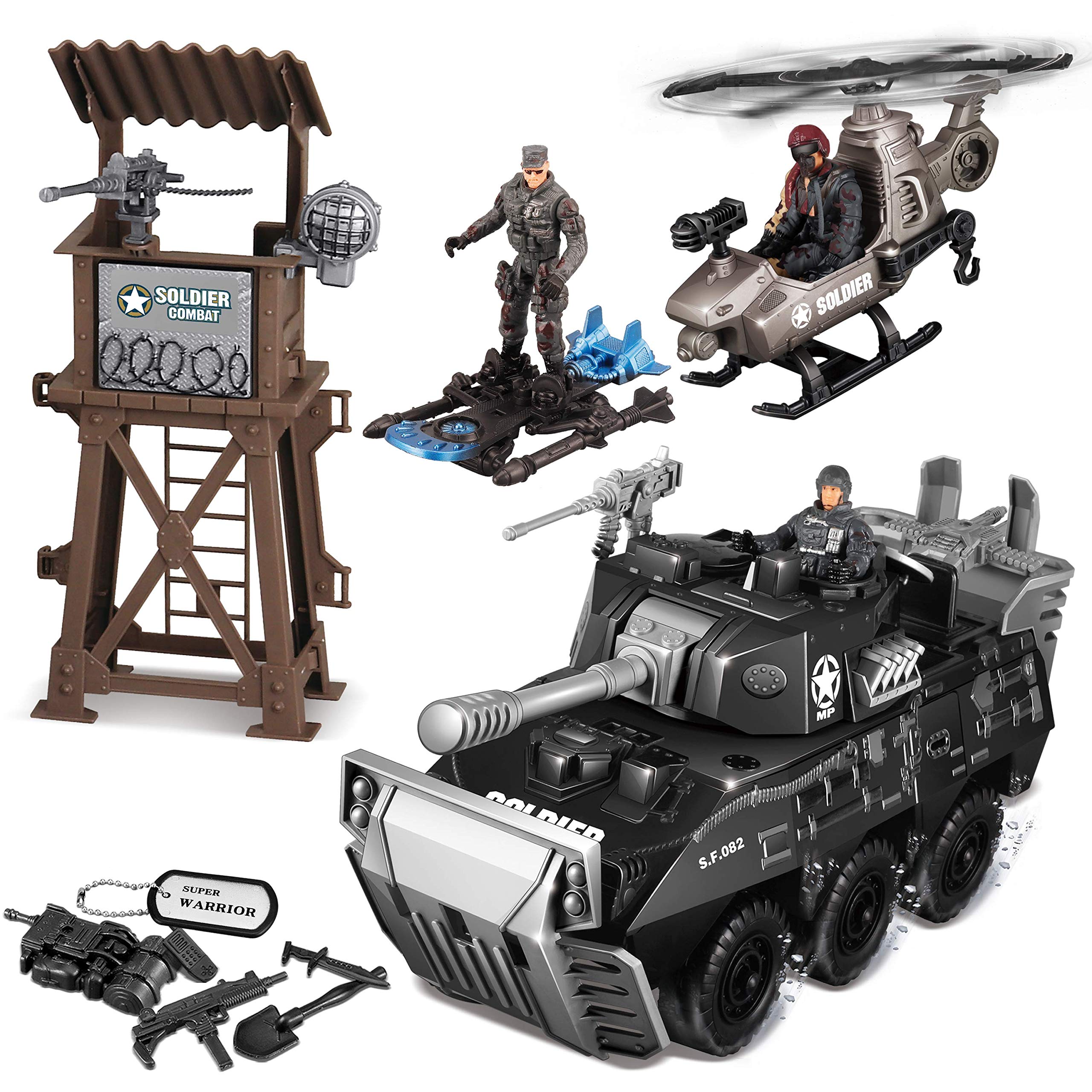 JOYIN  Desert Camouflaged Military Base Toy Set