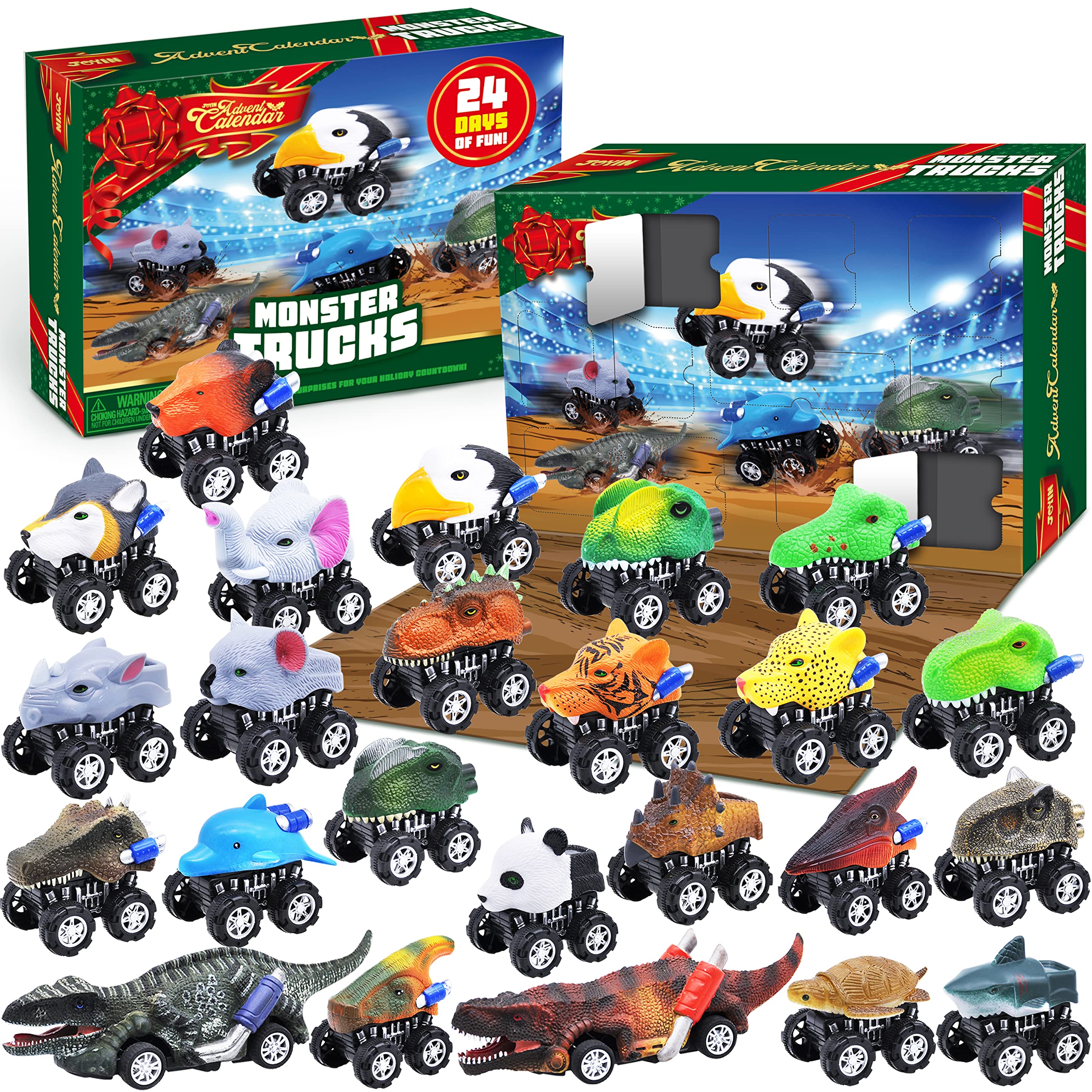 Monster Jam Mini Christmas Advent Calendar Drive Through 2023 Red & Green  Snowy Trucks! 