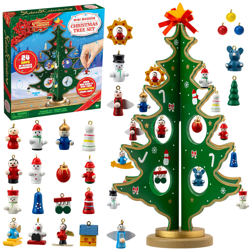 Advent Calendar with a Tabletop Wooden Christmas Tree