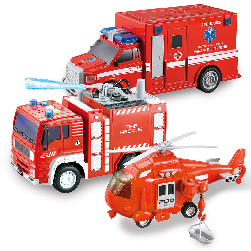 3 In 1 Fire Rescue Truck Car Set