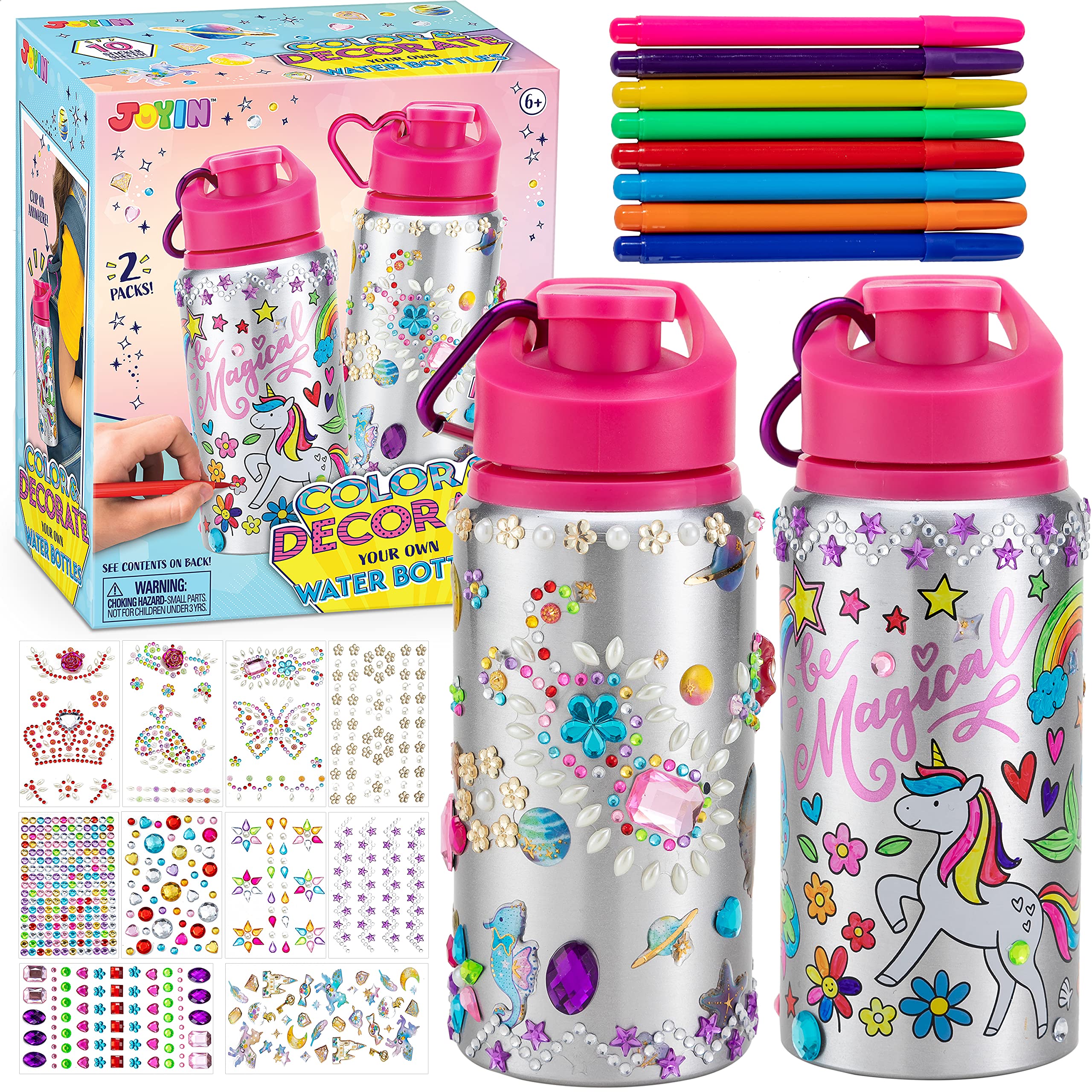2 Pcs Color And Decorate Your Own Water Bottles - Joyin