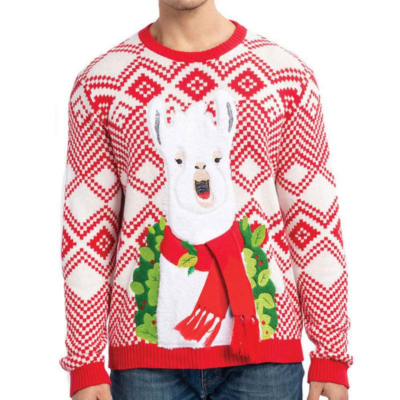 Christmas Sweaters Men's Ugly Sweater Fuzzy Llama Alpaca