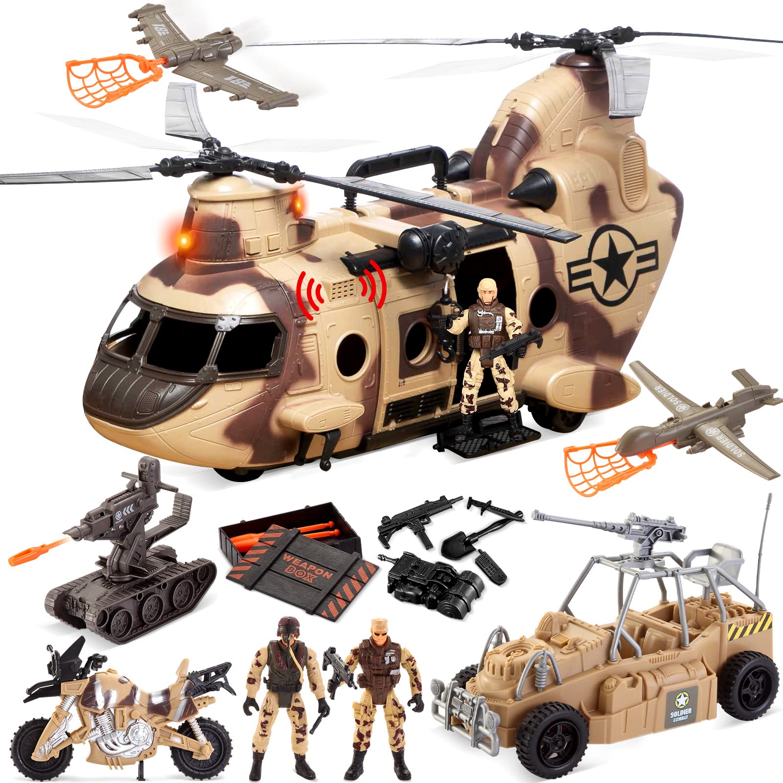 JOYIN 10-in-1 Jumbo Military Combat Helicopter Toy Set with Military  Vehicle Toys and Military Action Figures, Realistic Lights and Sounds, for  Combat Toys Imaginative Play price in UAE,  UAE