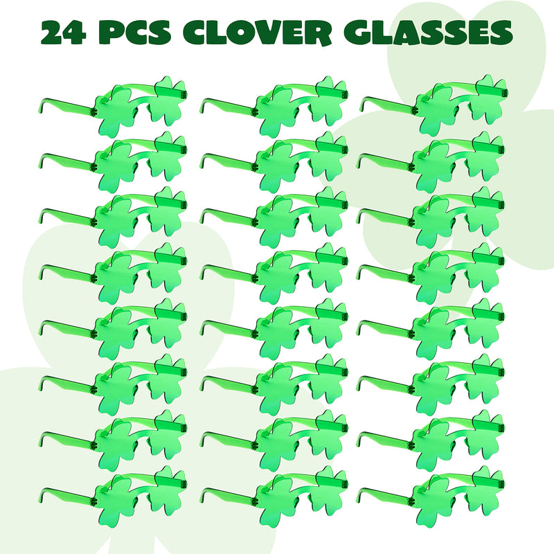 Irish Green Clover Eyeglasses, 24pcs