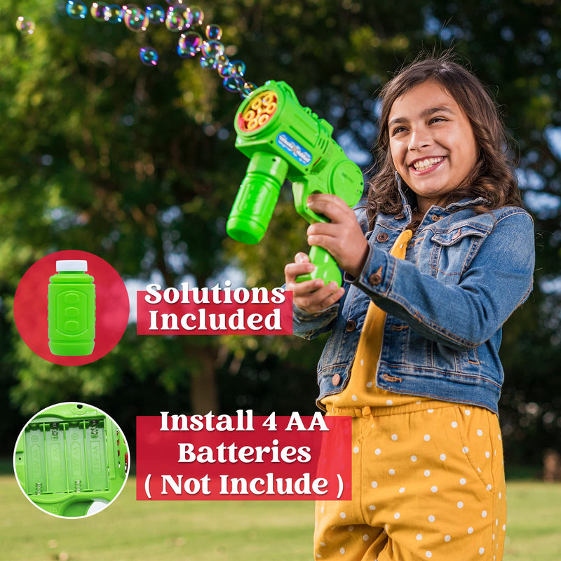 8.5in Bubble Gun Green with Bubble Solutions