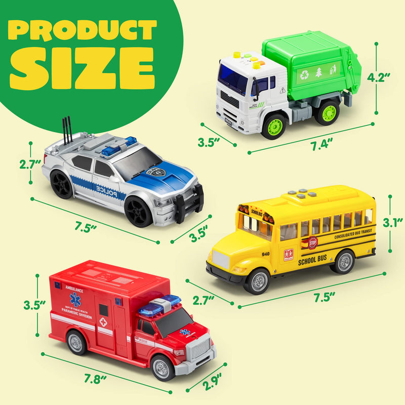 Friction Powered City Play Vehicle Toy Set