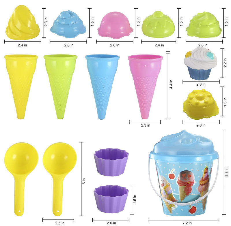 8 Pcs  Ice Cream Mold Beach Toys with Mesh Bag