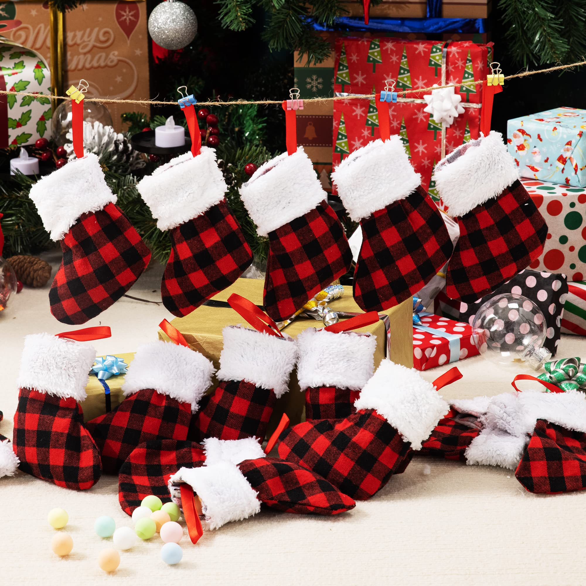 Christmas Stockings, Red And Black Buffalo Plaid Christmas Decor