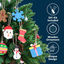 100 Pcs Christmas Wooden Hanging Ornaments with 8 Colored Pens