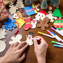 100 Pcs Christmas Wooden Hanging Ornaments with 8 Colored Pens