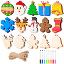 100 Pcs Christmas Wooden Hanging Ornaments with 8 Colored Pens