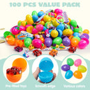 100Pcs Prefilled Easter Eggs With Assorted Toys Plus Stickers Inside for Easter Egg Hunt