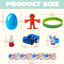 100Pcs Prefilled Printed Eggs with Toys Plus Stickers Inside, Stuffed Eggs for Easter Egg Hunt