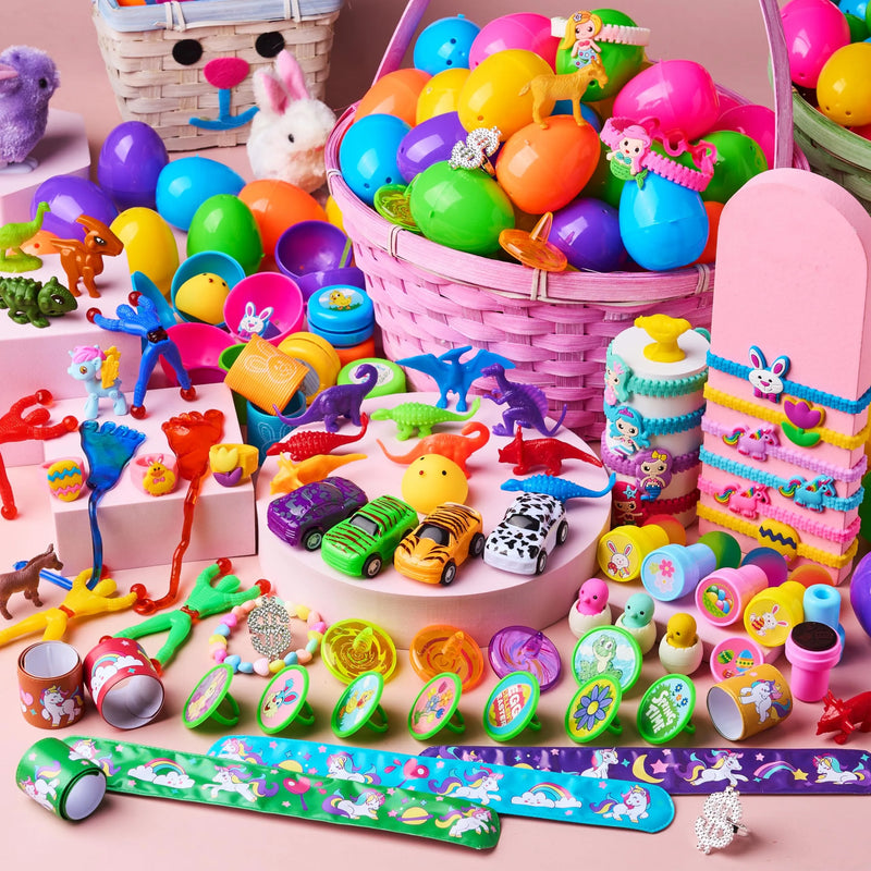 100Pcs Toys and Stickers Prefilled Easter Eggs 2.5in