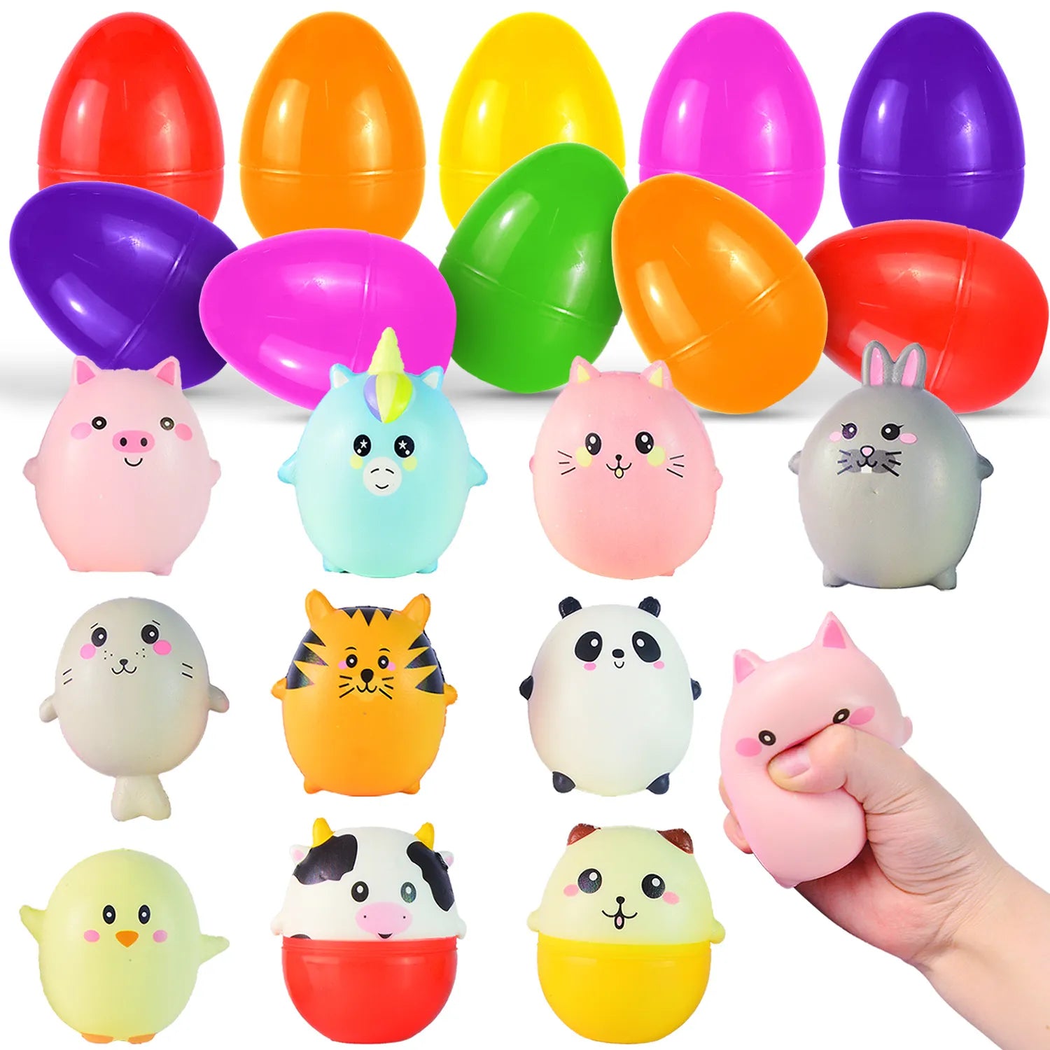 JOYIN | 10 Pieces Cute Animal Squishy Filled Easter Eggs