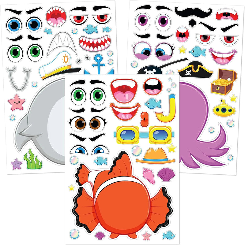 10in Animal Mix and Match Sticker Sheets, 36 Pcs