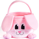 10in× 8in Pink Rabbit Backet with Foldable Ears, Empty Soft Basket with Handle