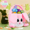 10in× 8in Pink Rabbit Backet with Foldable Ears, Empty Soft Basket with Handle
