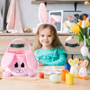 10in× 8in Pink Rabbit Backet with Foldable Ears, Empty Soft Basket with Handle