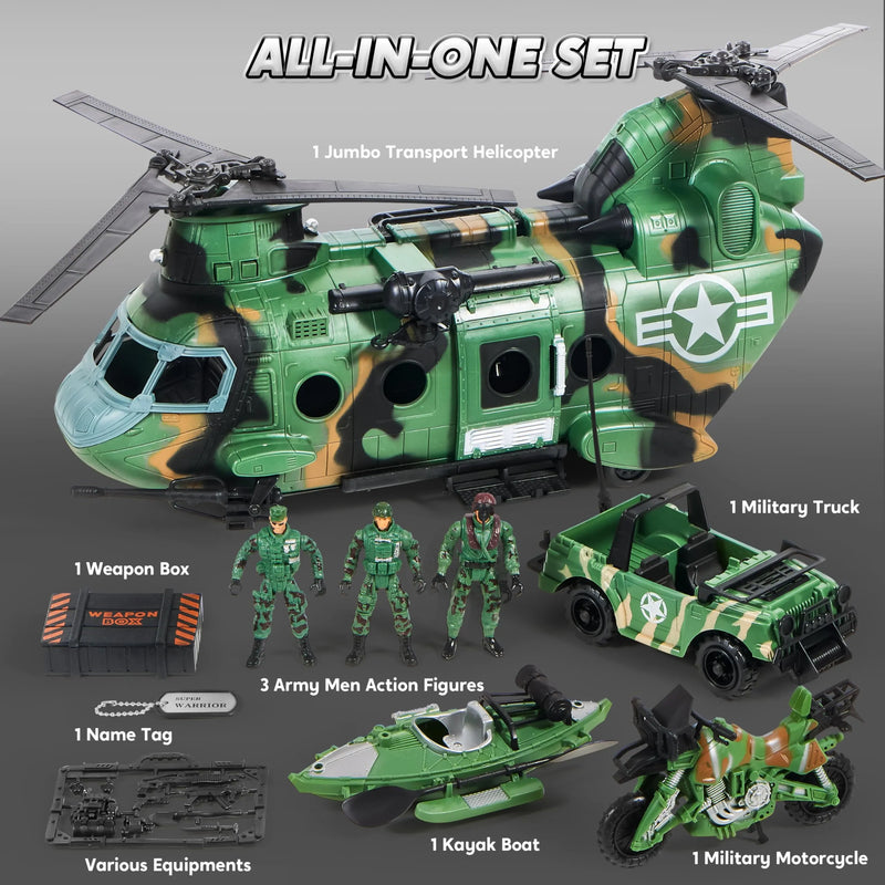 10-in-1 Jumbo Military Transport Helicopter Toy Set