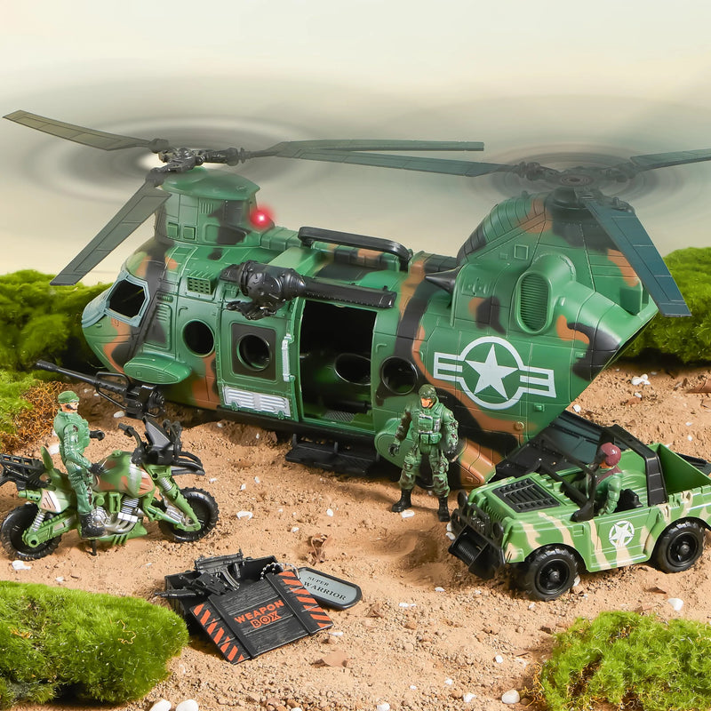 10-in-1 Jumbo Military Transport Helicopter Toy Set