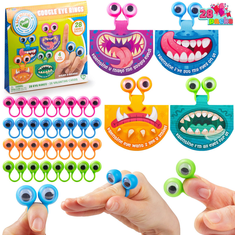 28Pcs Kids Valentines Cards With Eyes Toy-Classroom Exchange Gifts