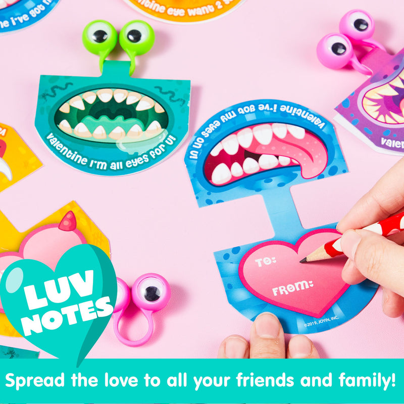 28Pcs Kids Valentines Cards With Eyes Toy-Classroom Exchange Gifts