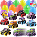 12Pcs 3.8in Easter Eggs Packed with Pull Back Monster Cars and Trucks for Easter Egg Hunt