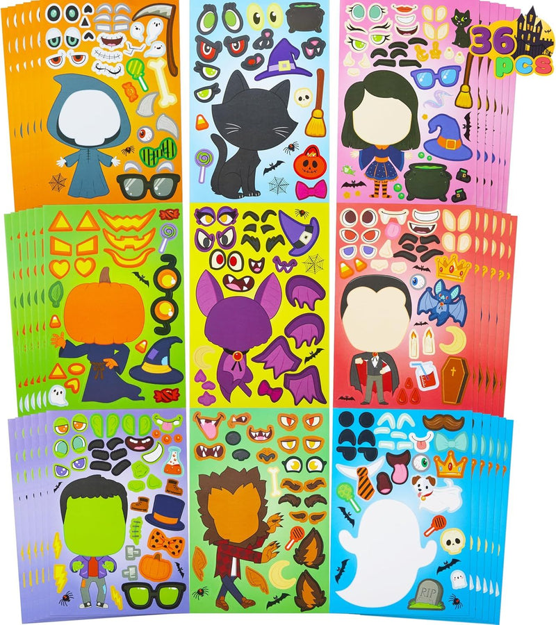 36PCS Halloween Make-a-face Craft Stickers Party Favors