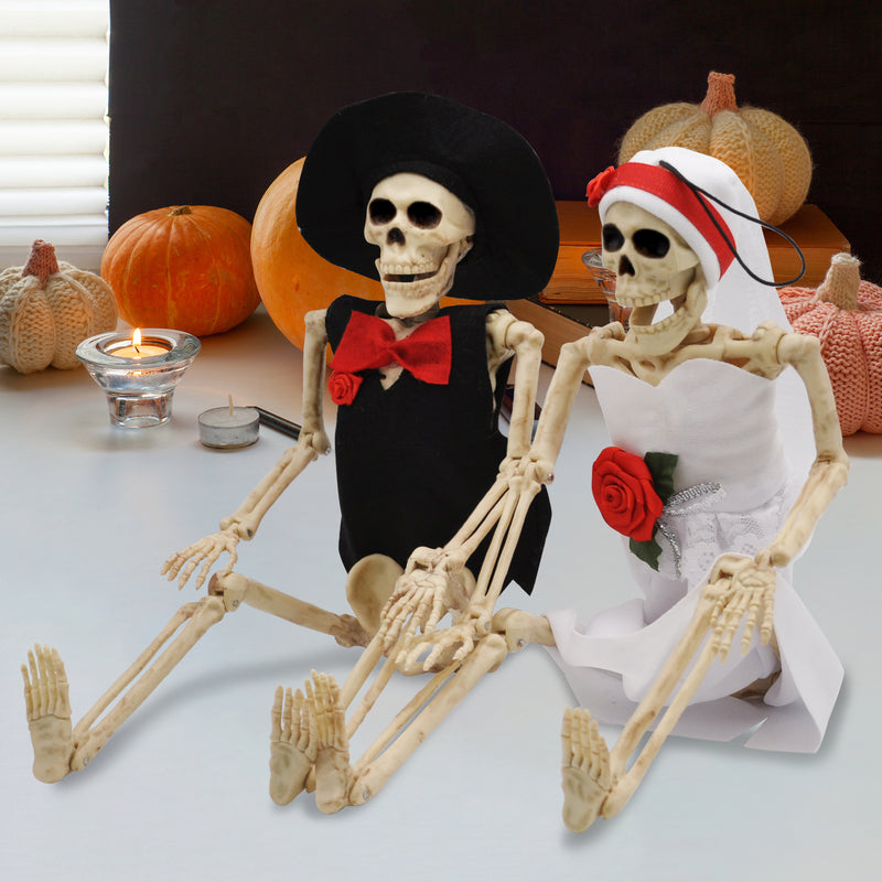 2 Pcs Poseable Bride And Groom Full Body Skeleton