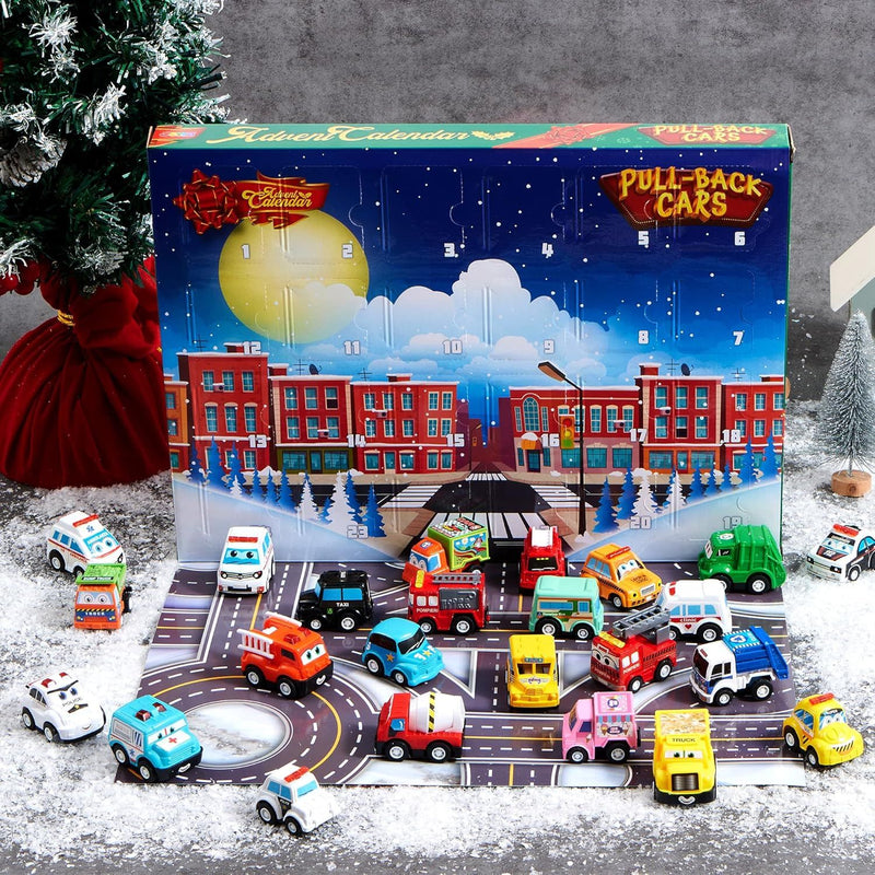 Advent Calendar for Kids with Pull Back Car Toys