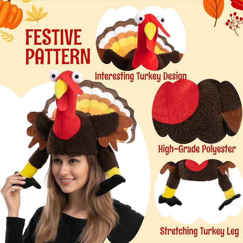 2PCS Thanksgiving Turkey Brown Wings Moving Hat