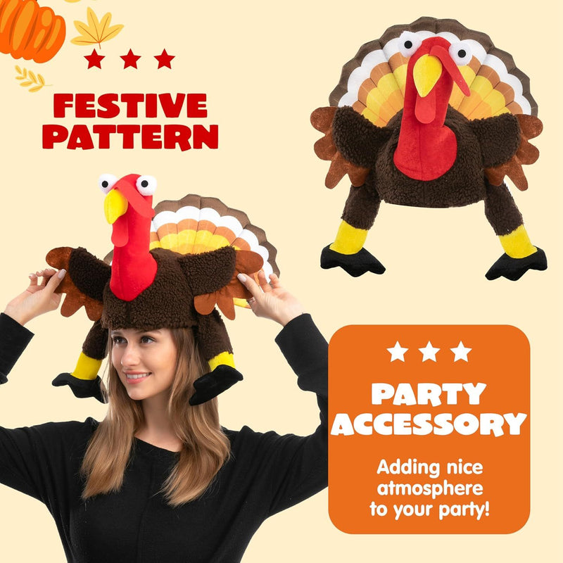 2PCS Thanksgiving Turkey Brown Wings Moving Hat