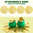 120Pcs St. Patrick’s Day Plastic Gold Coins Bulk with Patterns