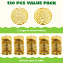 120Pcs St. Patrick’s Day Plastic Gold Coins Bulk with Patterns