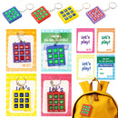 28Pcs Tic-Tac-Toe Keychain Gifts with Kids Valentines Cards for Classroom Exchange