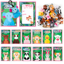 28Pcs Animal Plushies with Kids Valentines Cards for Classroom Gift Exchange