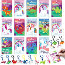 28Pcs Unicorn and Dinosaur Keychain with Kids Valentines Cards