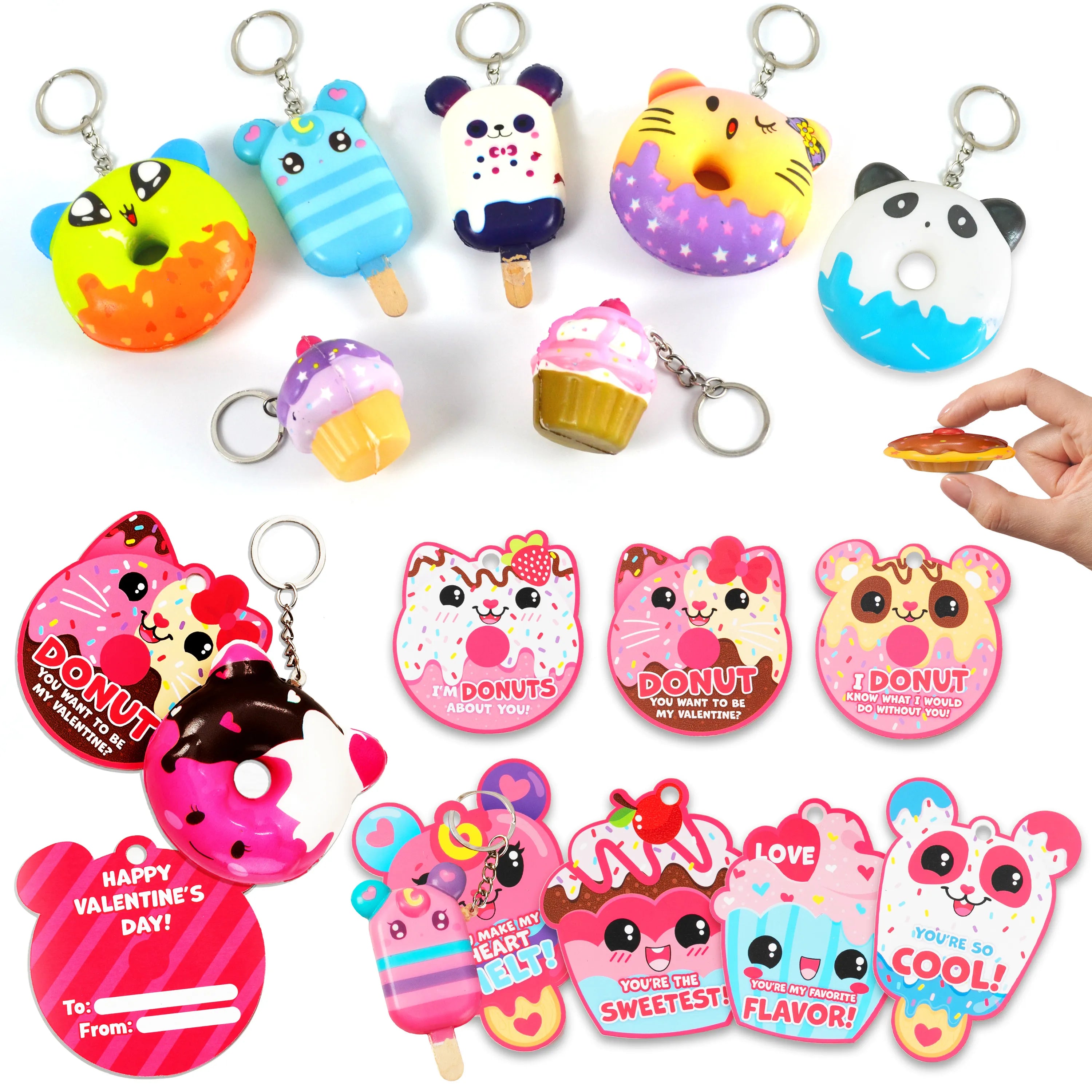 Squishy Keychains Dessert Squishy Toys Keychains With Cards (28 Packs) - Joyin