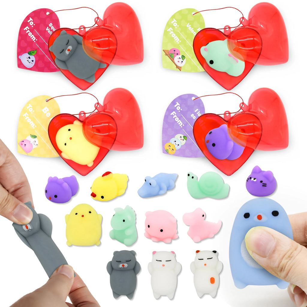  28 Pack Valentines Day Gifts for Kids, Valentine Mochi