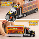 12 Die-Cast Foldable Decks Carrier Truck Toys with 2 Launchers, Lights & Sounds