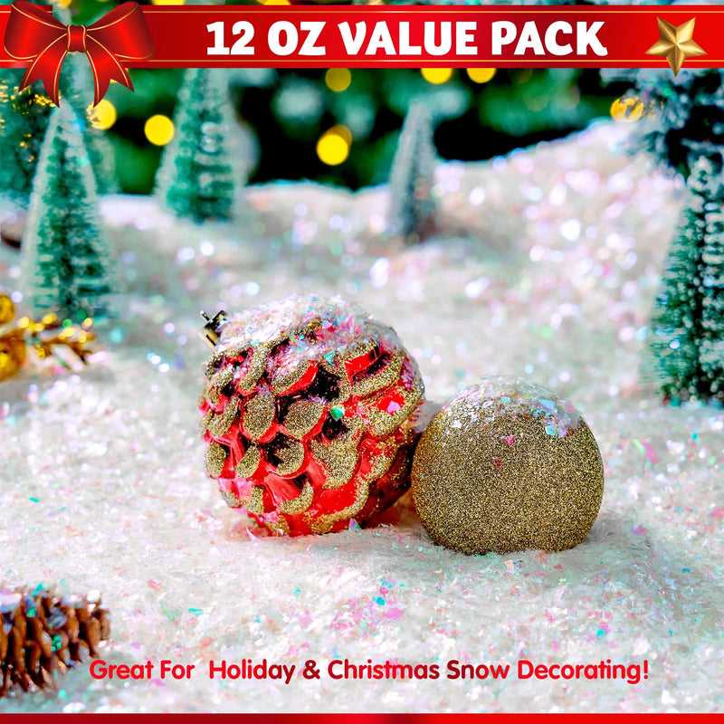 12 OZ Christmas Twinkles Snow, Plastic Artificial Snowflakes for Christmas