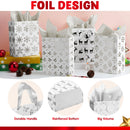 12 PCS Christmas Holiday Foil Silver Gift Bags 8in x4.5in x10.5in