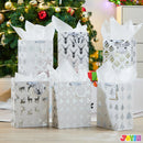 12 PCS Christmas Holiday Foil Silver Gift Bags 8in x4.5in x10.5in
