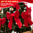 12 Pack Christmas Red Velvet Bows, 13" Long by 9" Wide Decorative