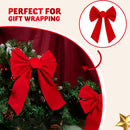 12 Pack Christmas Red Velvet Bows, 13" Long by 9" Wide Decorative