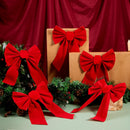 12 Pack Christmas Red Velvet Bows, 13" Long by 9" Wide Decorative