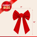 12 Pack Christmas Red Velvet Bows, 13" Long by 9" Wide Decorative