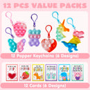 12 Packs Valentine's Day Cards with Keychain Toys